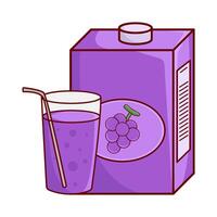 caja uva jugo con vaso uva jugo ilustración vector