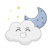 Luna nube con brillar ilustración vector