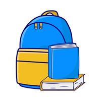 mochila colegio con libro ilustración vector