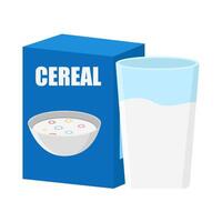 box cereal with bottle milk illustration vector