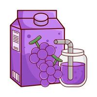 caja uva jugo, vaso uva jugo con uva Fruta ilustración vector