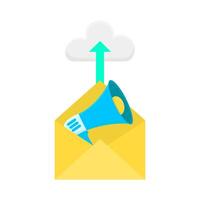 megaphone in email with cloud data illustration vector