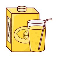 box lemon juice with glass lemon juice illustration vector