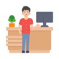 front desk  in table work illustration vector