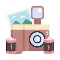 camera photo, battery with picture illustration vector