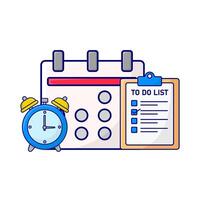 calendar, to do list with alarm clock time illustration vector