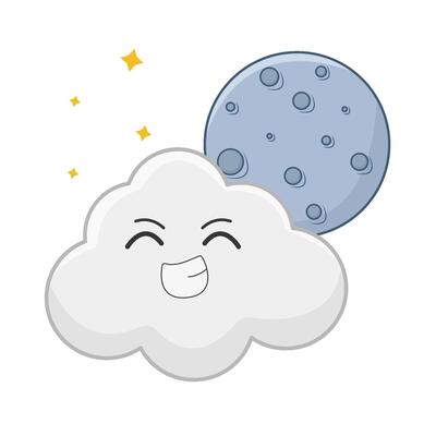 moon cloud with sparkle illustration
