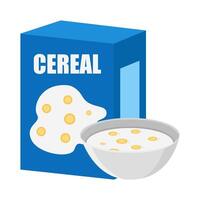 box cereal with cereal in bowl illustration vector