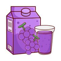 caja uva jugo, vaso uva jugo con uva Fruta ilustración vector