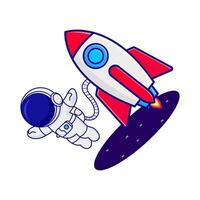 cohete con astronauta ilustración vector