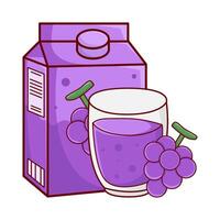 caja uva jugo, vaso uva jugo con uva Fruta ilustración vector