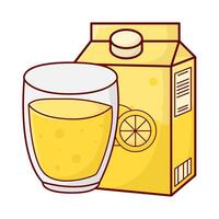 box lemon juice with glass lemon juice illustration vector