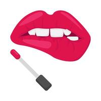 lips pink with lip gloss illustration vector