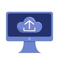 upload in cloud with in computer illustration vector