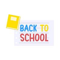 back to school text  in paper with book illustration vector