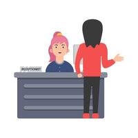 front desk in table work serve customers illustration vector