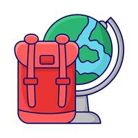 backpack school with globe illustration vector