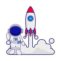 rocket with astronaut illustration vector