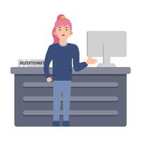 front desk  in table work illustration vector