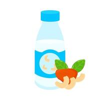 cashew with bottle cashew drink illustration vector