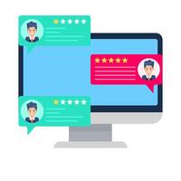 review star with comment customer in computer illustration vector