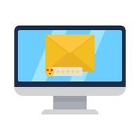 review star, emoji with mail in computer illustration vector