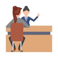 front desk in table work serve customers illustration vector