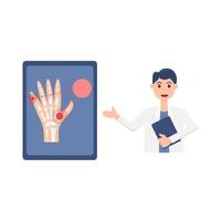 bone hand with doctor illustration vector