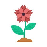 flower plant in soil illustration vector