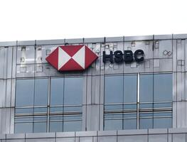 Bangkok Thailand 20 October 2023 Logo HSBC Bank on building photo