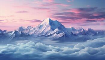 AI generated Majestic mountain peak, sky blue, nature tranquil scene generated by AI photo