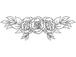 Flower Line Art Black and White vector