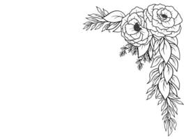 contorno Rosa flor frontera ilustración vector