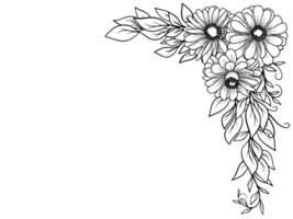 Bouquet Flower Corner Outline Illustration vector