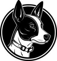 basenji - negro y blanco aislado icono - vector ilustración