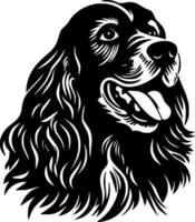 cocker spaniel - negro y blanco aislado icono - vector ilustración