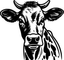 vaca, negro y blanco vector ilustración