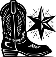 vaquero bota, negro y blanco vector ilustración