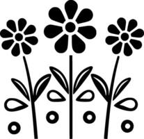 Flowers, Black and White Vector illustration