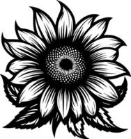 Flower - Black and White Isolated Icon - Vector illustration