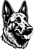 German Shepherd - Black and White Isolated Icon - Vector illustration