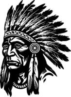 Indian Chief, Black and White Vector illustration