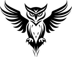 Owl, Black and White Vector illustration