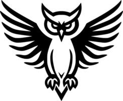 Owl, Black and White Vector illustration