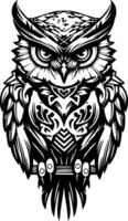 Owl - Black and White Isolated Icon - Vector illustration