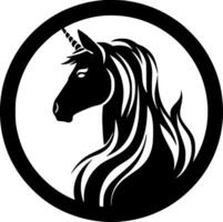 Unicorn, Black and White Vector illustration