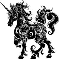 ai generado silueta Pegaso caballo o Kirin el mítico criatura negro color solamente vector