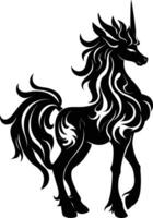 ai generado silueta Pegaso caballo o Kirin el mítico criatura negro color solamente vector