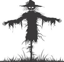 AI generated Silhouette Scarecrow Scary Spooky black color only full body vector