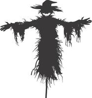 AI generated Silhouette Scarecrow Scary Spooky black color only full body vector